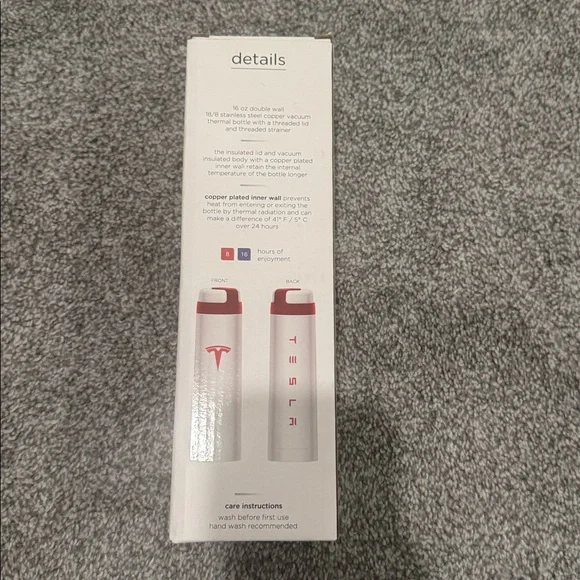 Tesla Red and White Insulated Bottle - Picture 3 of 4